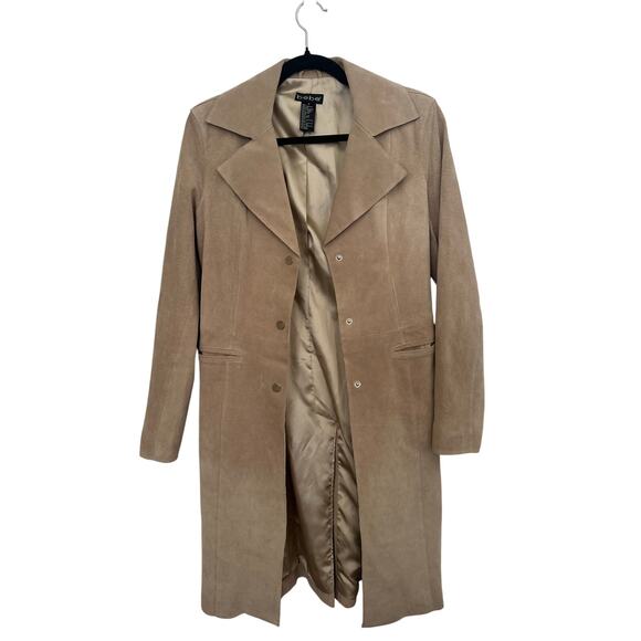 Vintage Bebe Coat Women's Size Small Tan Genuine Suede Leather Y2K Overcoat - Picture 3 of 9